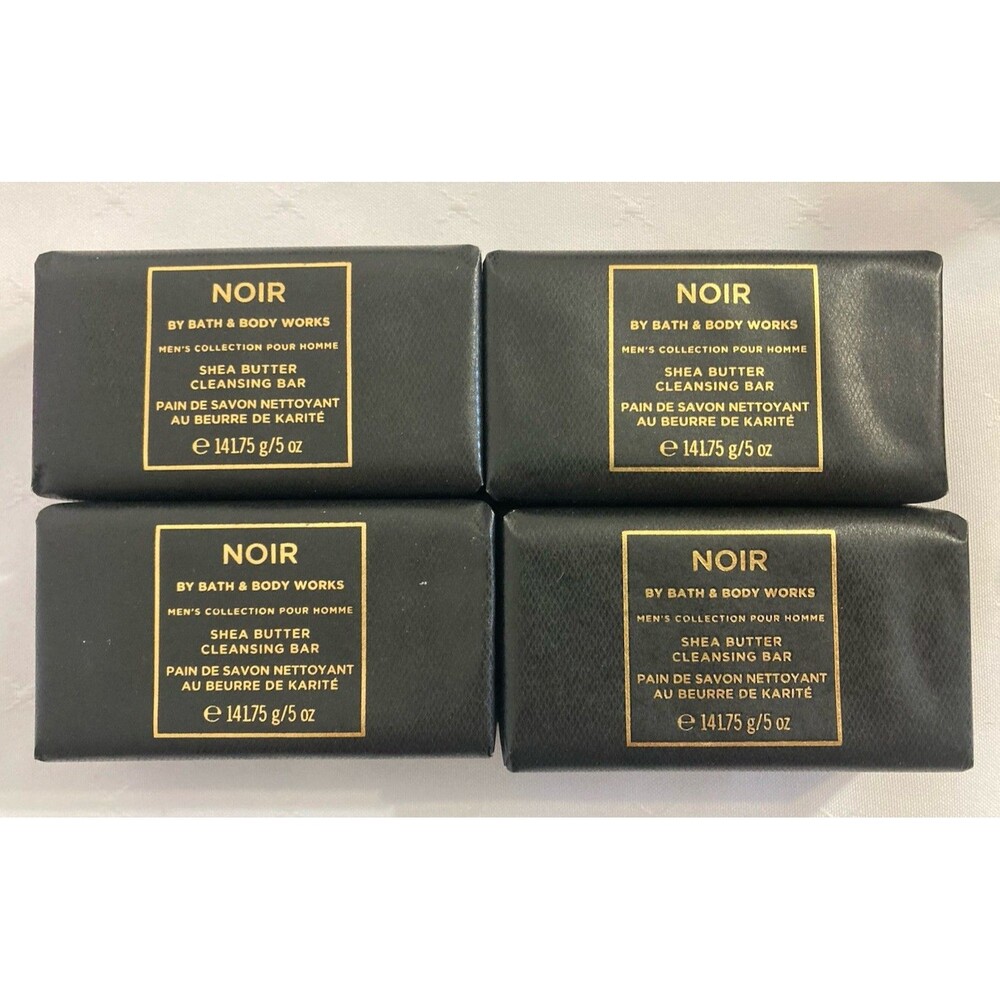 4 Bath Body Works NOIR For Men Shea Butter Cleansing Bar Soap 5 oz